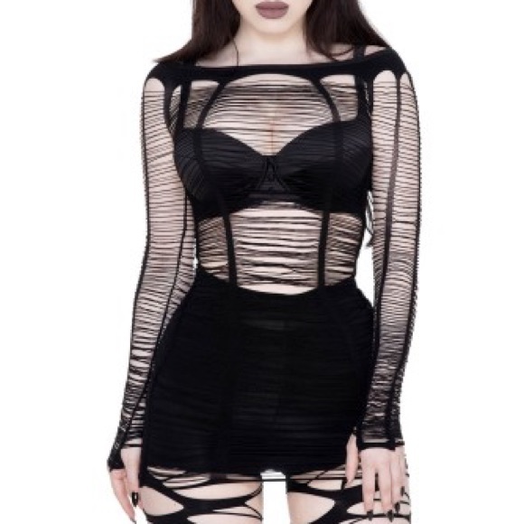 Killstar gothic distressed punk vampire layering top goth dracula dolls kill - Picture 1 of 5